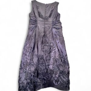 Adrianna Papell Purple Iridescent Jacquard Cocktail Dress 6 Appliqué floral chic